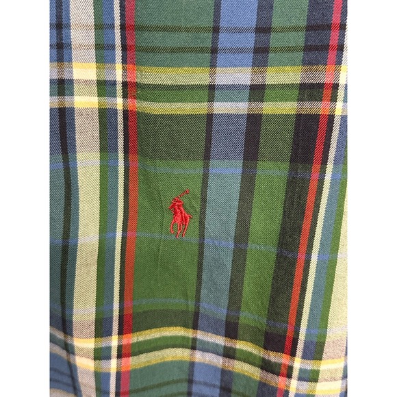 Ralph Lauren Men's Button Down Blue Green Red Plaid Cotton Shirt Size L‎ - Picture 4 of 5